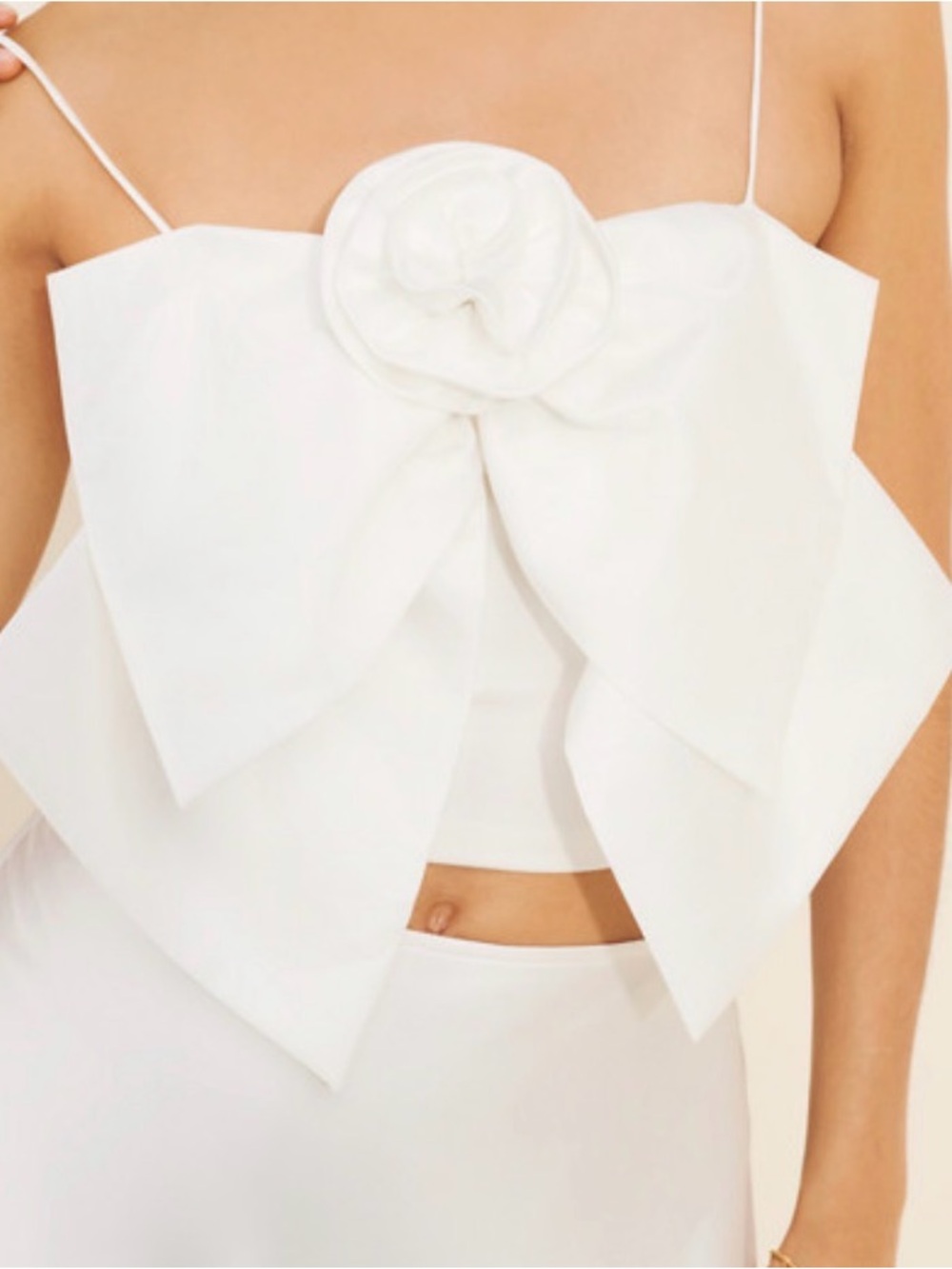 Sunday in Brooklyn White Bow-Front Spaghetti Strap Crop Top